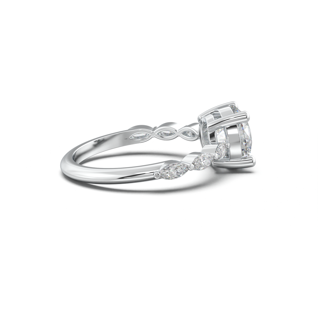 Round Marquise Side-Stone Engagement Ring