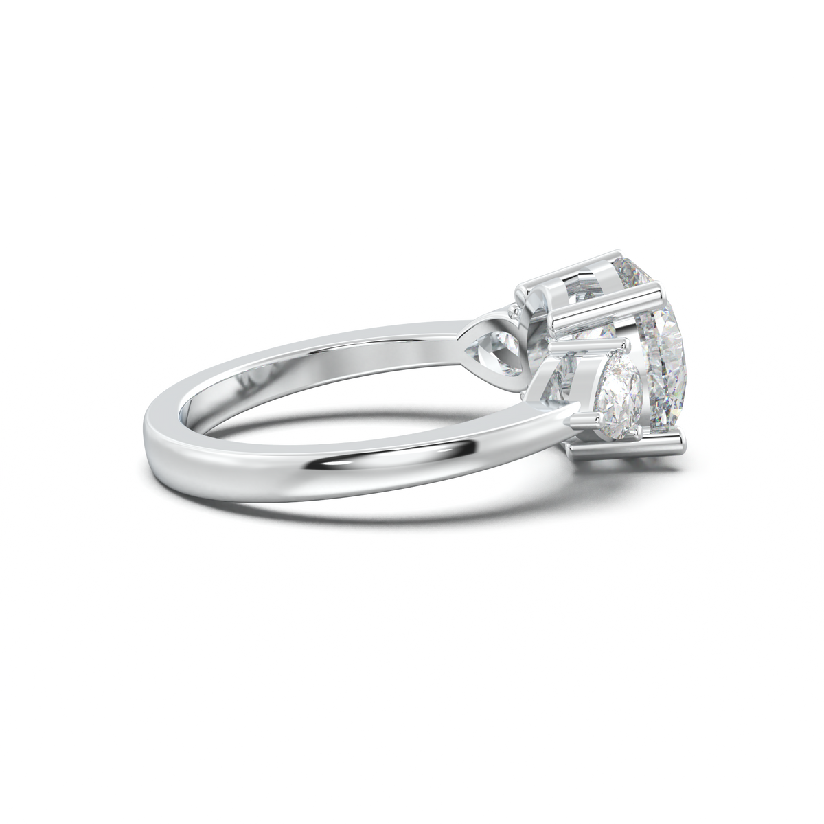 Round Pear Three-Stone Engagement Ring