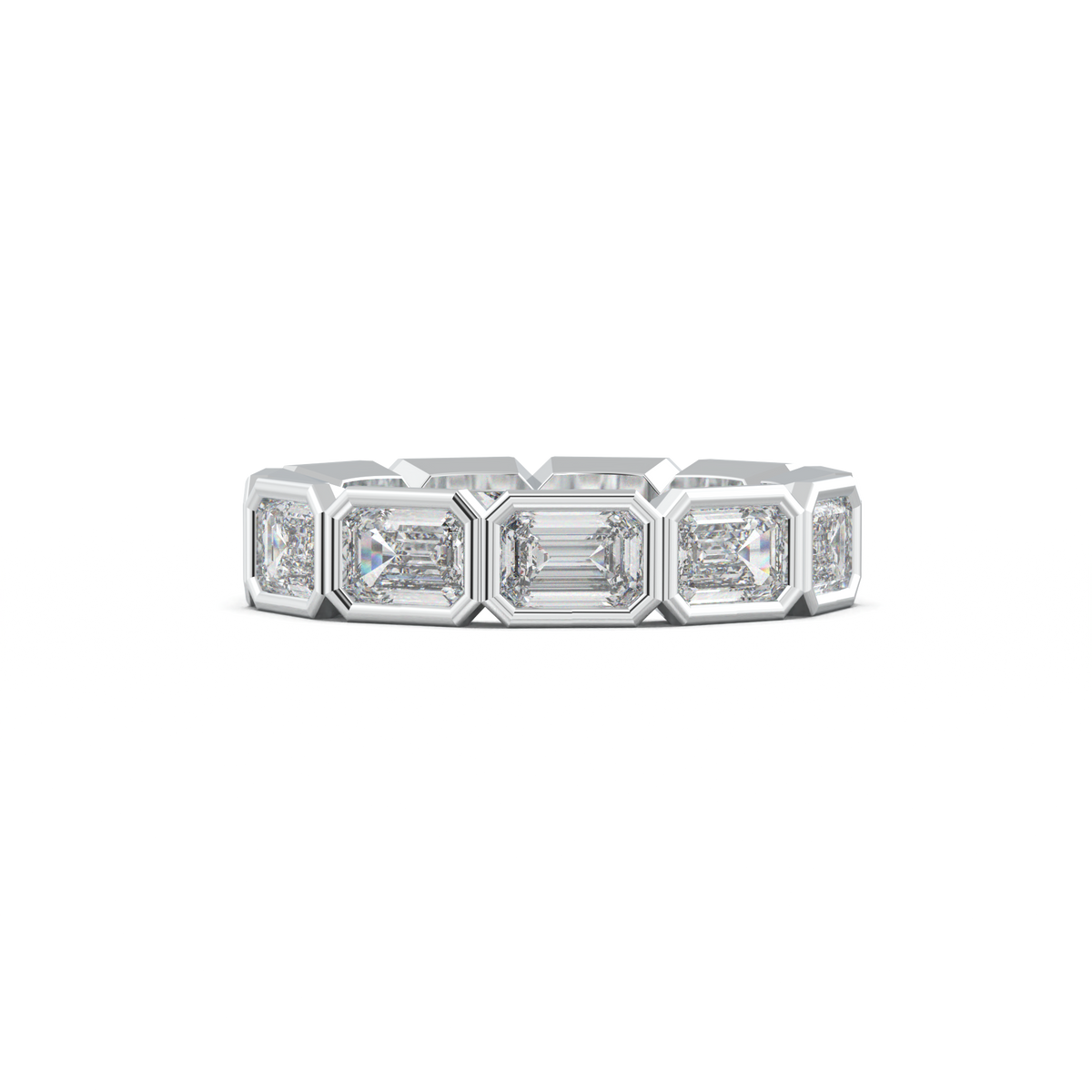 Emerald-Cut Bezel-Style Eternity Wedding Band