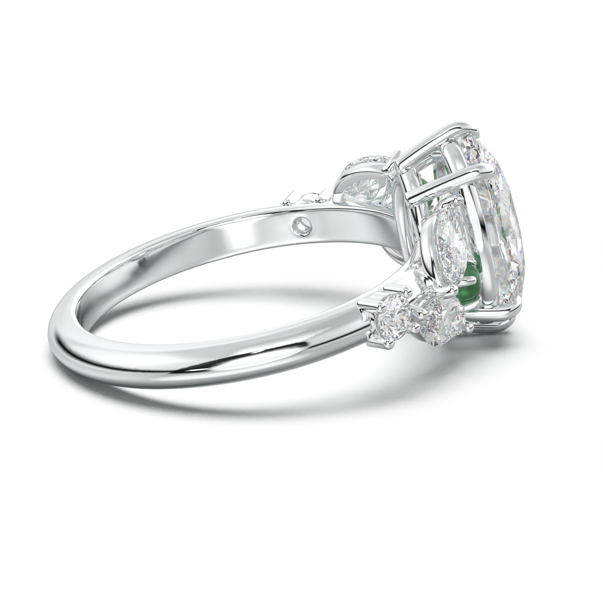 Oval Marquise-Accent Engagement Ring