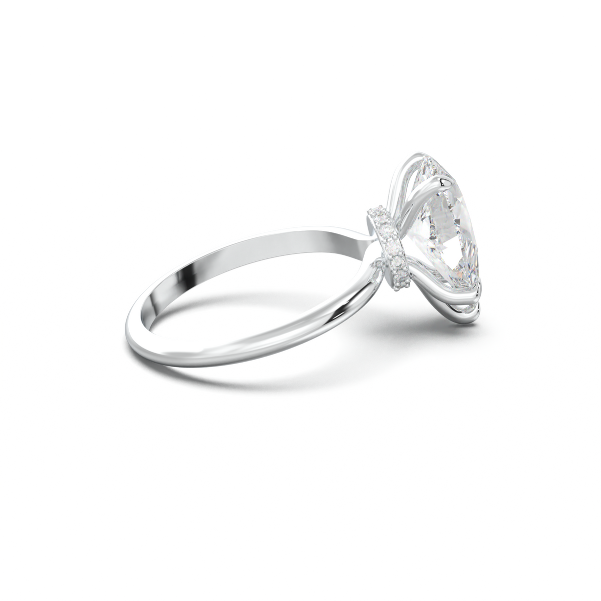 Pear Hidden Halo Engagement Ring