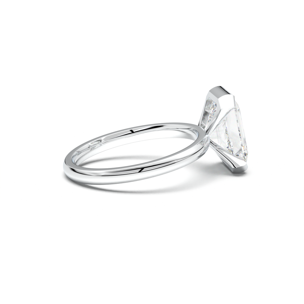 Emerald Cut Half-Bezel Engagement Ring