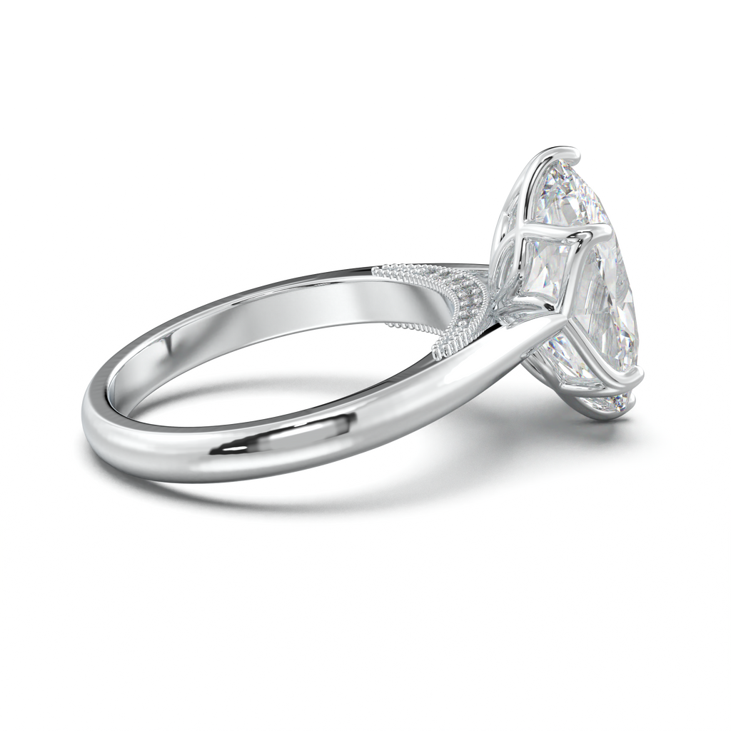 Oval Tulip Setting Hidden bridge Halo Engagement Ring