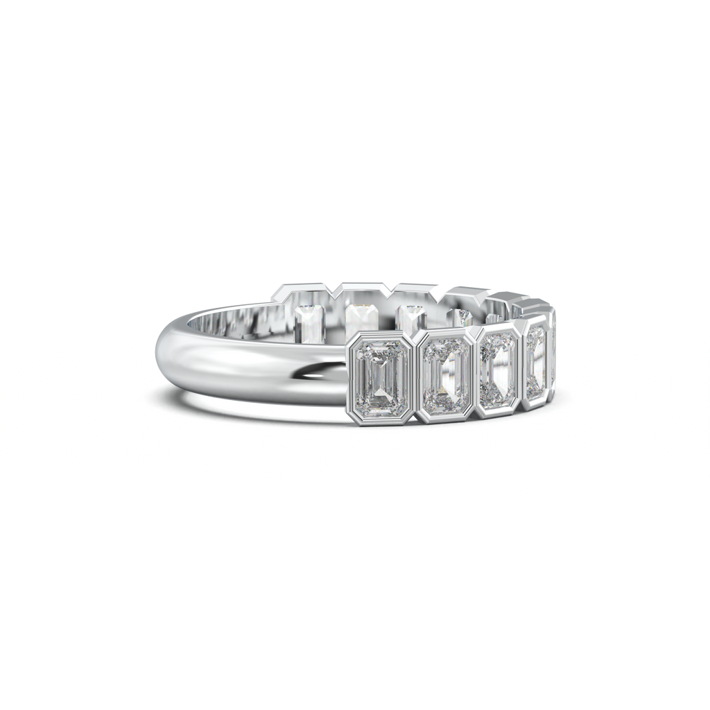 Emerald Bezel Half-Eternity Wedding Band