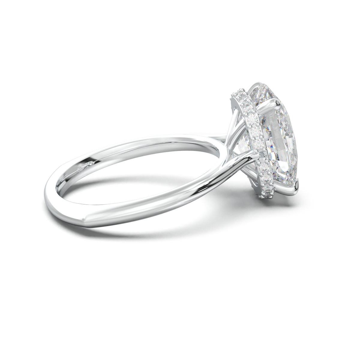 Cushion Hidden Halo Engagement Ring