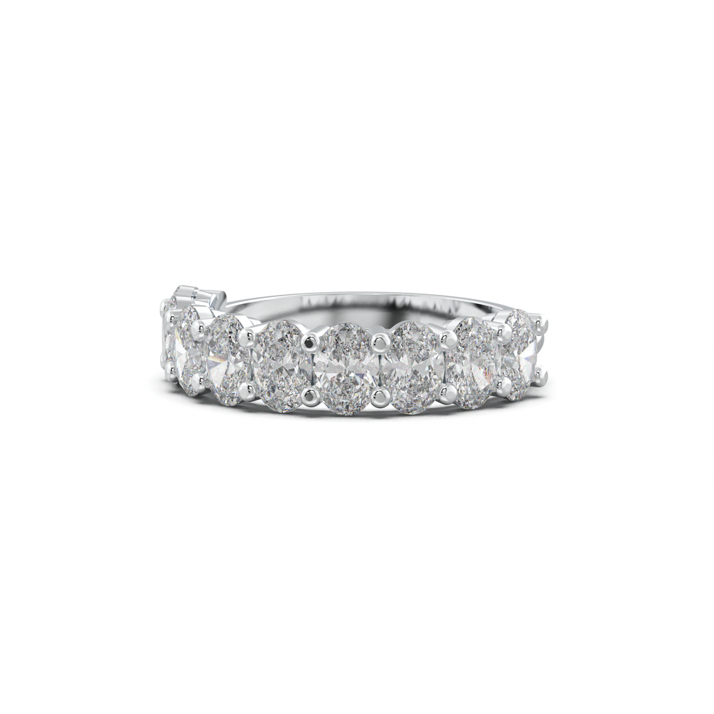 Nine-Oval Half-Eternity Wedding Band