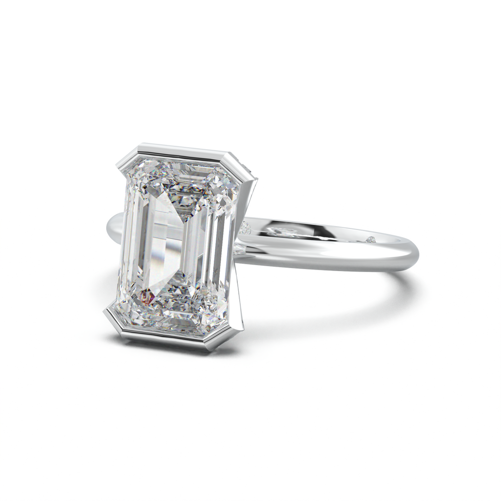 Emerald Hidden Halo Engagement Ring