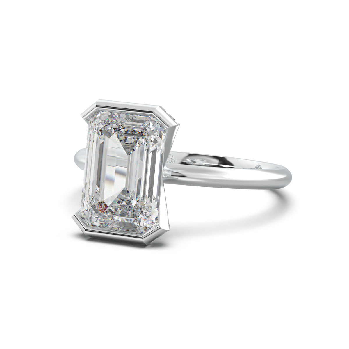 Emerald Hidden Halo Engagement Ring