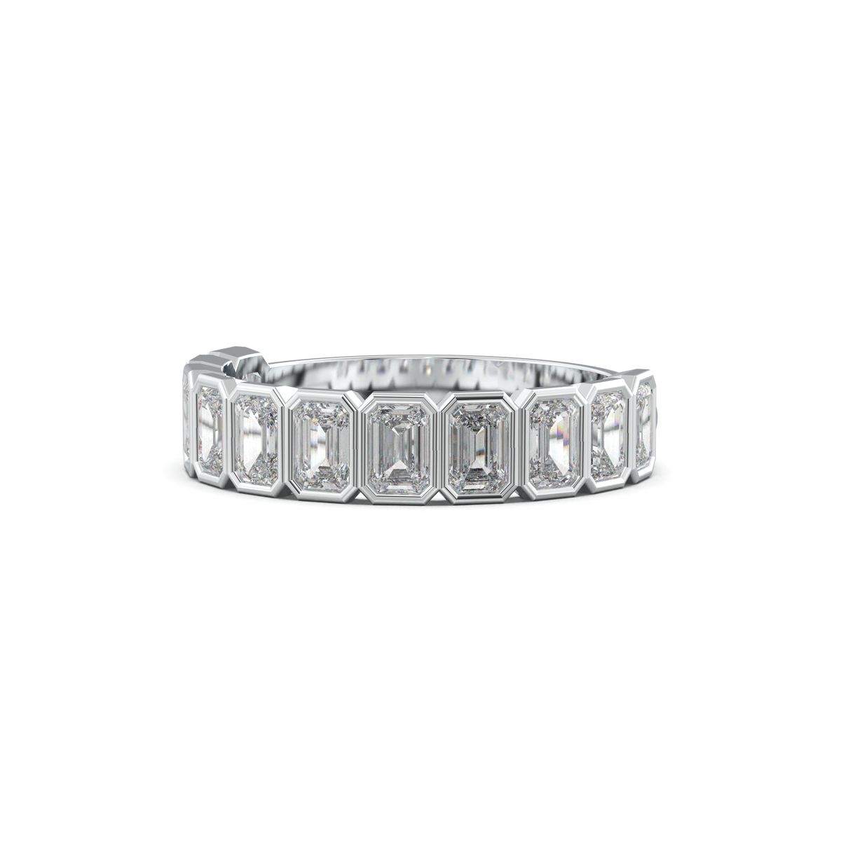 Emerald Bezel Half-Eternity Wedding Band