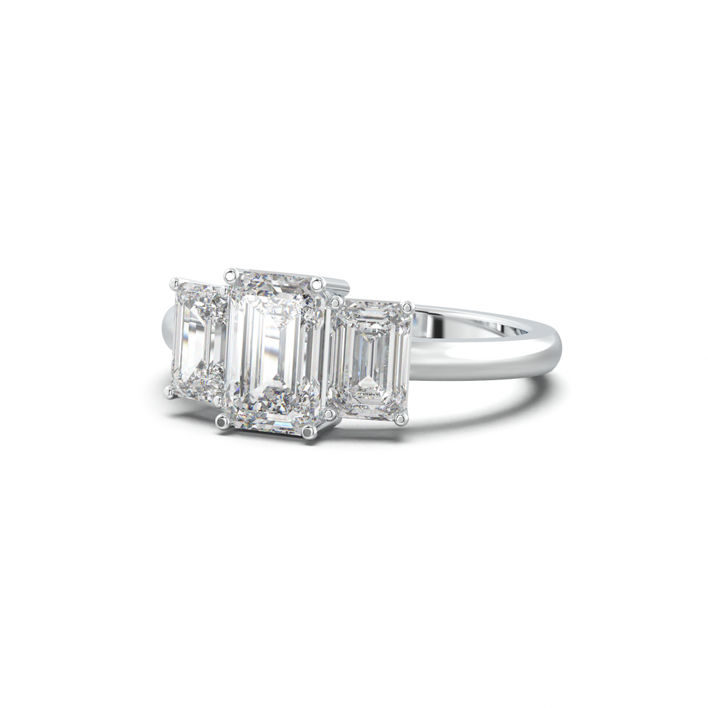 Emerald Three-Stone Engagement Ring