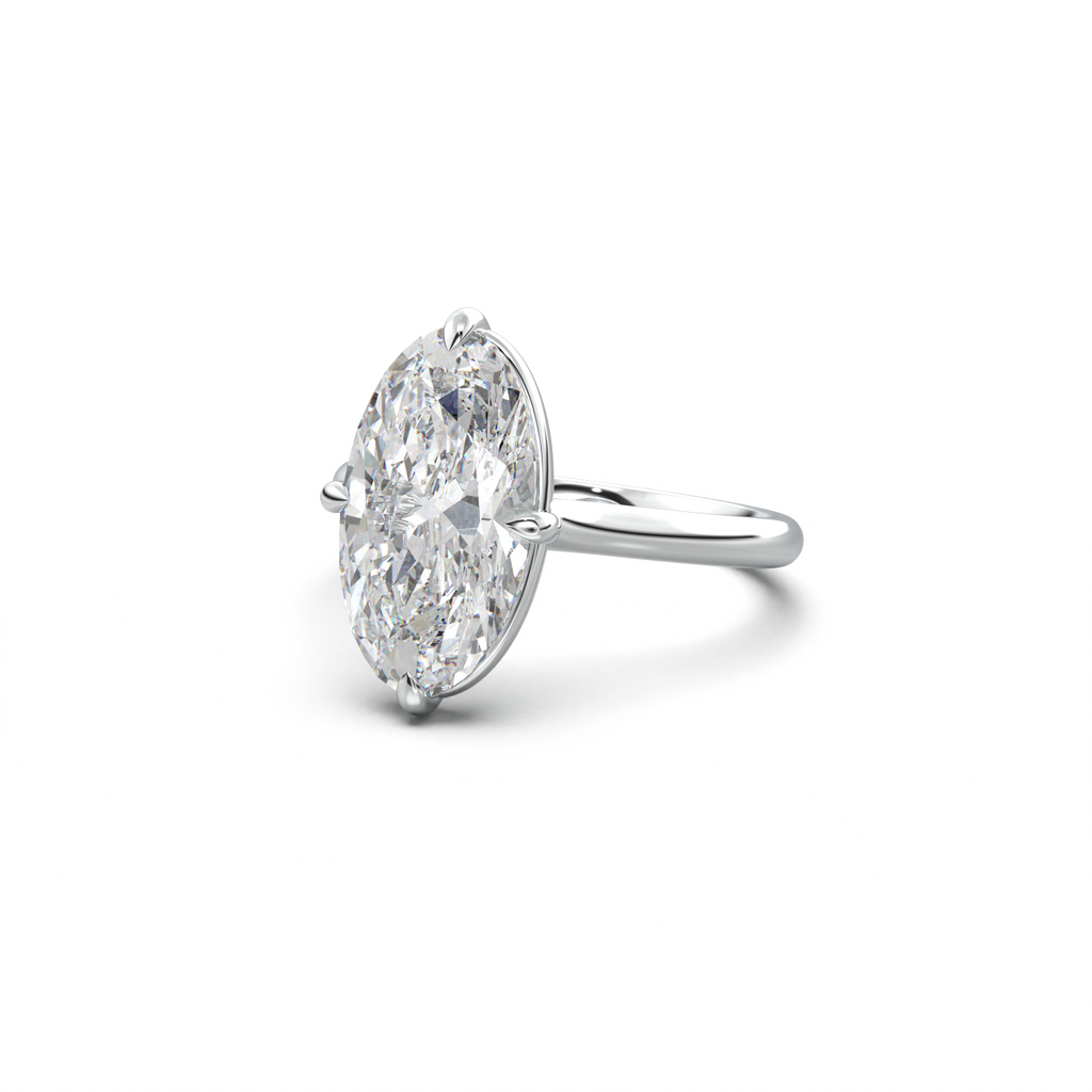 Elongated Moval Solitaire Engagement Ring