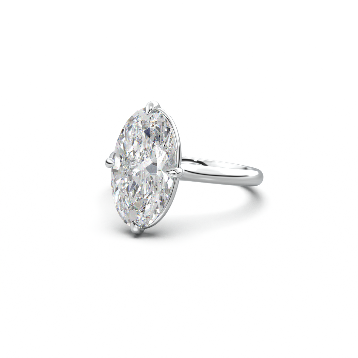 Elongated Moval Solitaire Engagement Ring