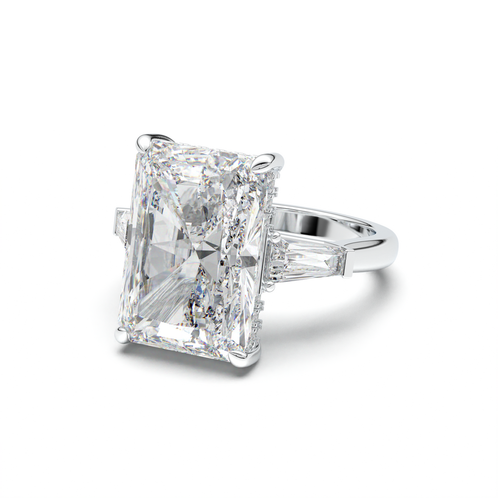 Radiant Baguette Hidden Halo Engagement Ring
