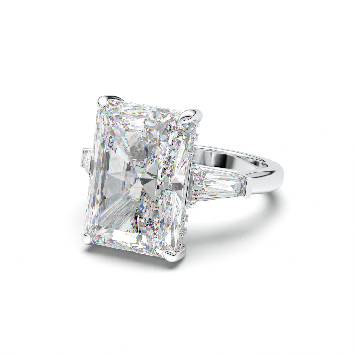 Radiant Baguette Hidden Halo Engagement Ring