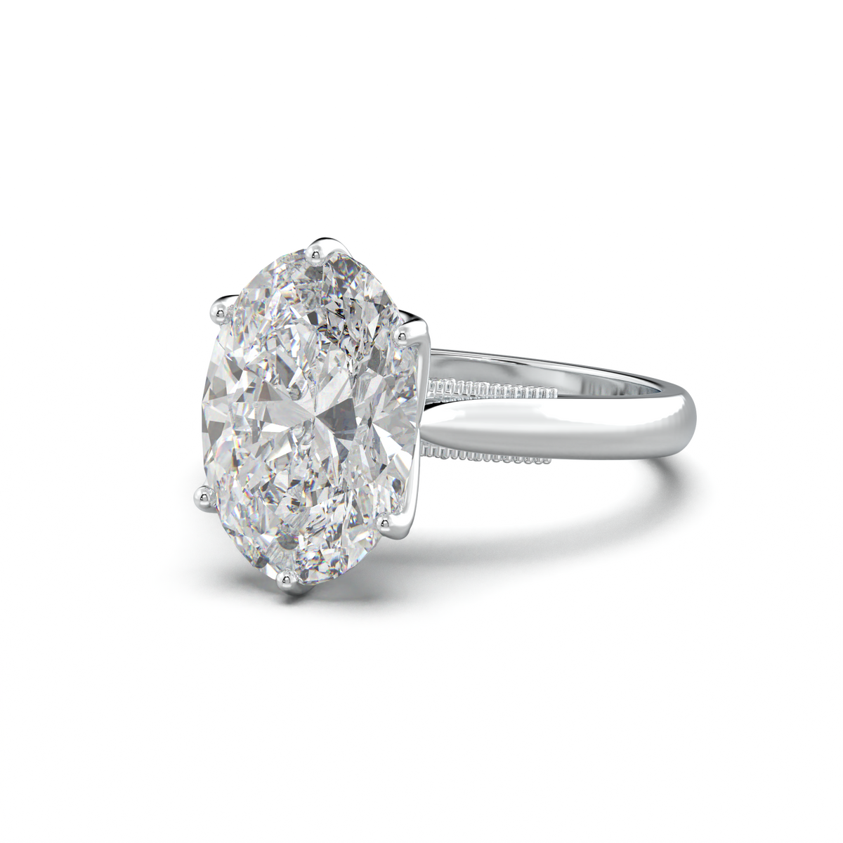 Oval Tulip Setting Hidden bridge Halo Engagement Ring