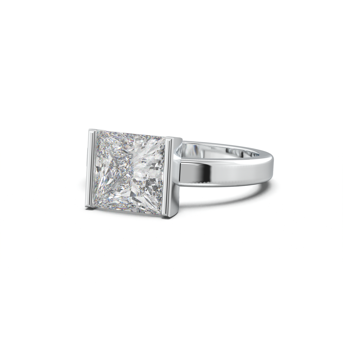 Princess Half-Bezel Engagement Ring