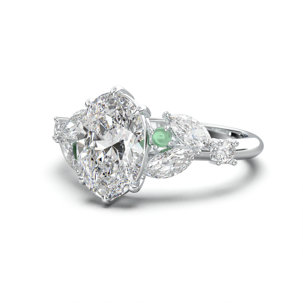Oval Marquise-Accent Engagement Ring