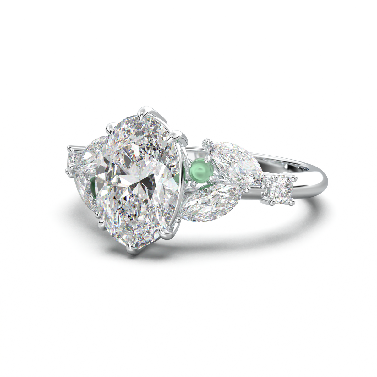 Oval Marquise-Accent Engagement Ring