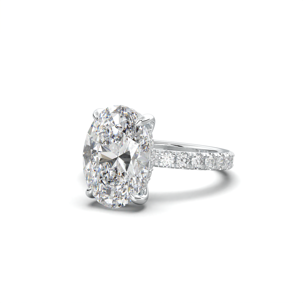 Cushion Hidden Halo Pavé Engagement Ring