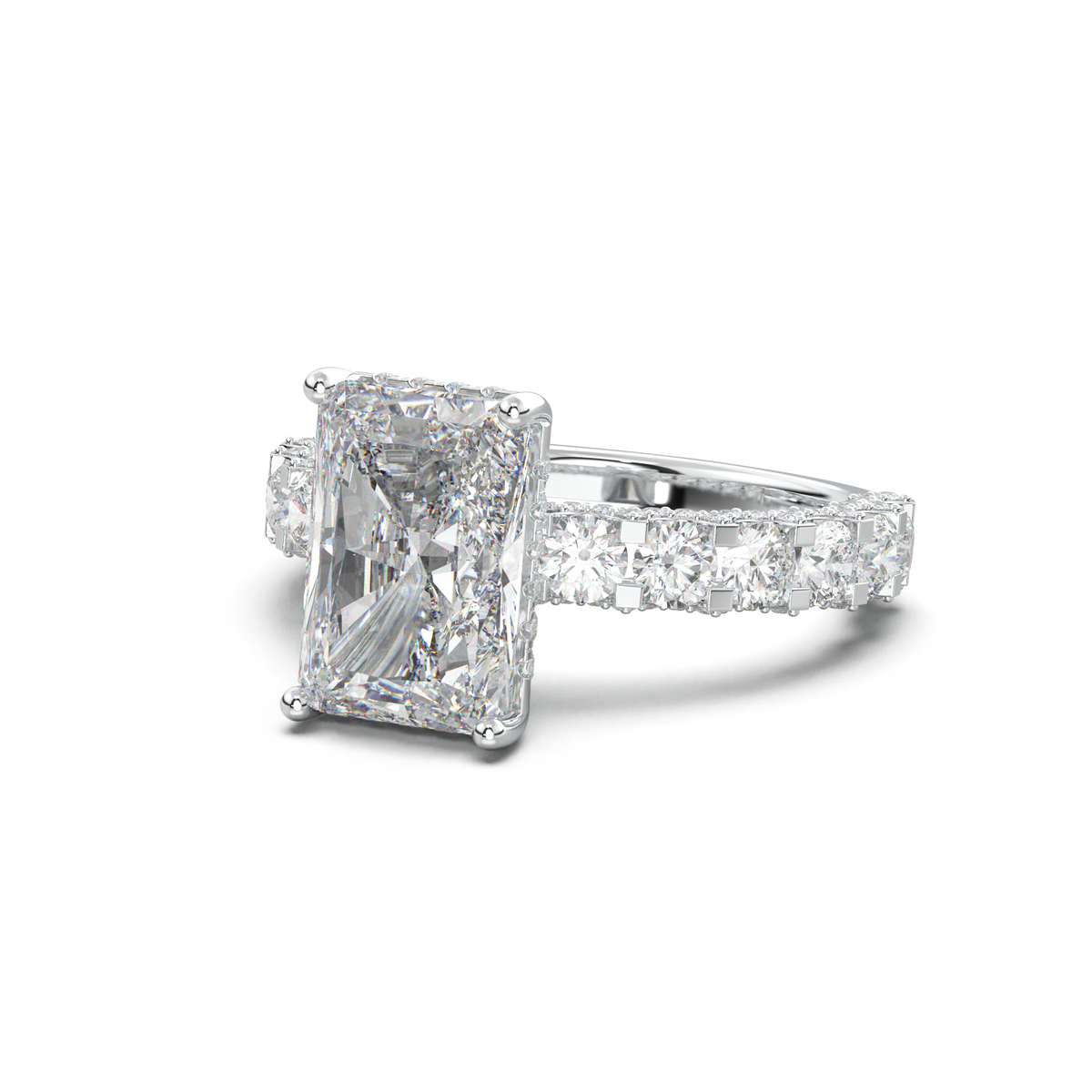 Radiant Diamond Band Engagement Ring