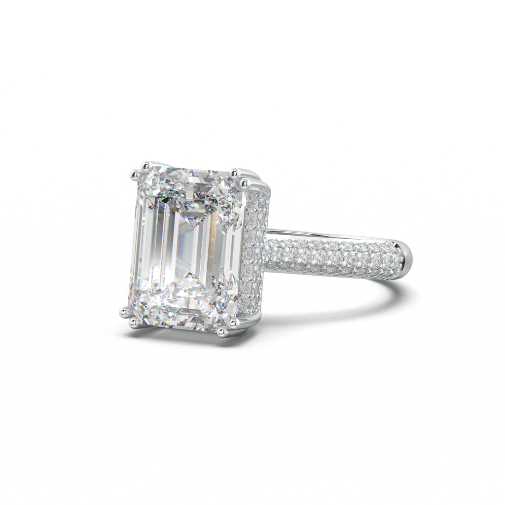 Emerald Double Pavé Engagement Ring