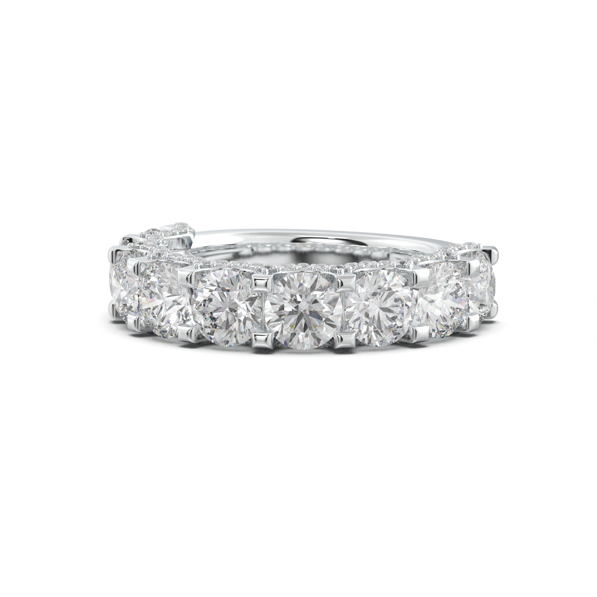 Round Diamond Pavé-Edge Wedding Band