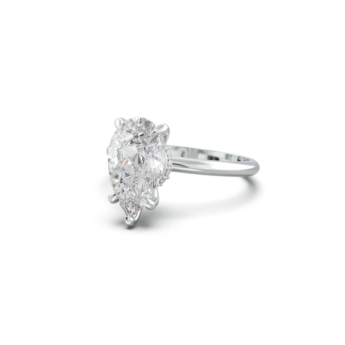Pear Hidden Halo Engagement Ring