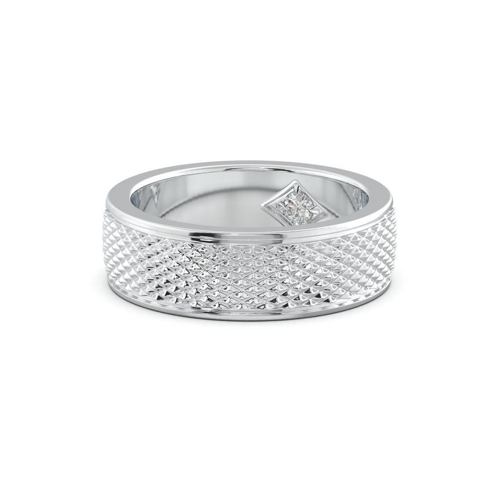 Diamond-Cut Textured Men's Wedding Band
