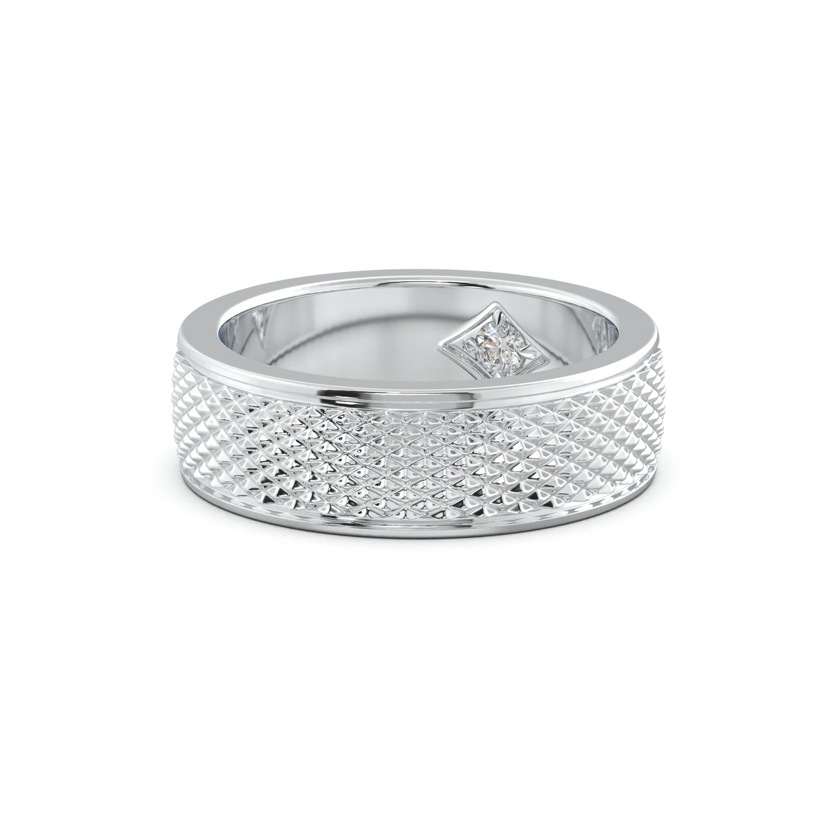 Diamond-Cut Textured Men's Wedding Band