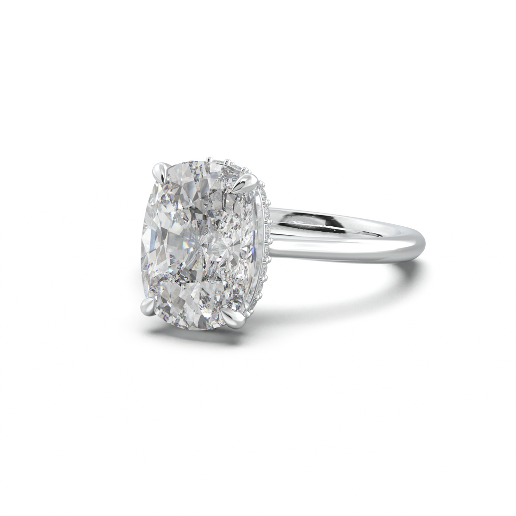 Cushion Hidden Halo Engagement Ring