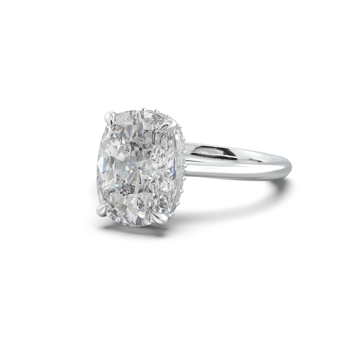 Cushion Hidden Halo Engagement Ring