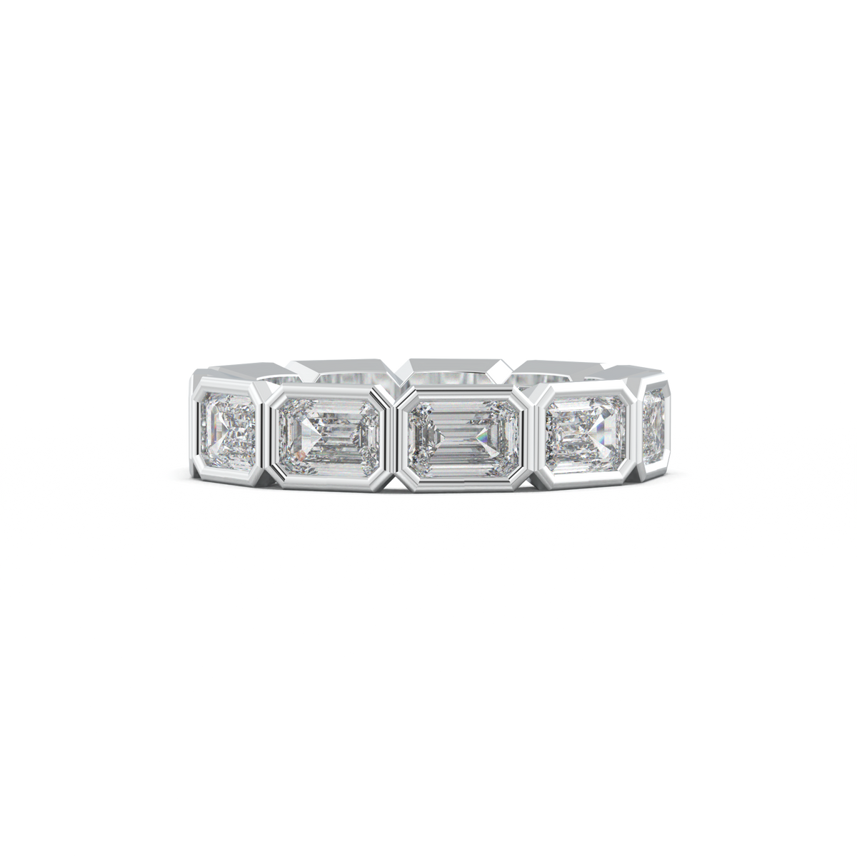 Emerald-Cut Bezel-Style Eternity Wedding Band