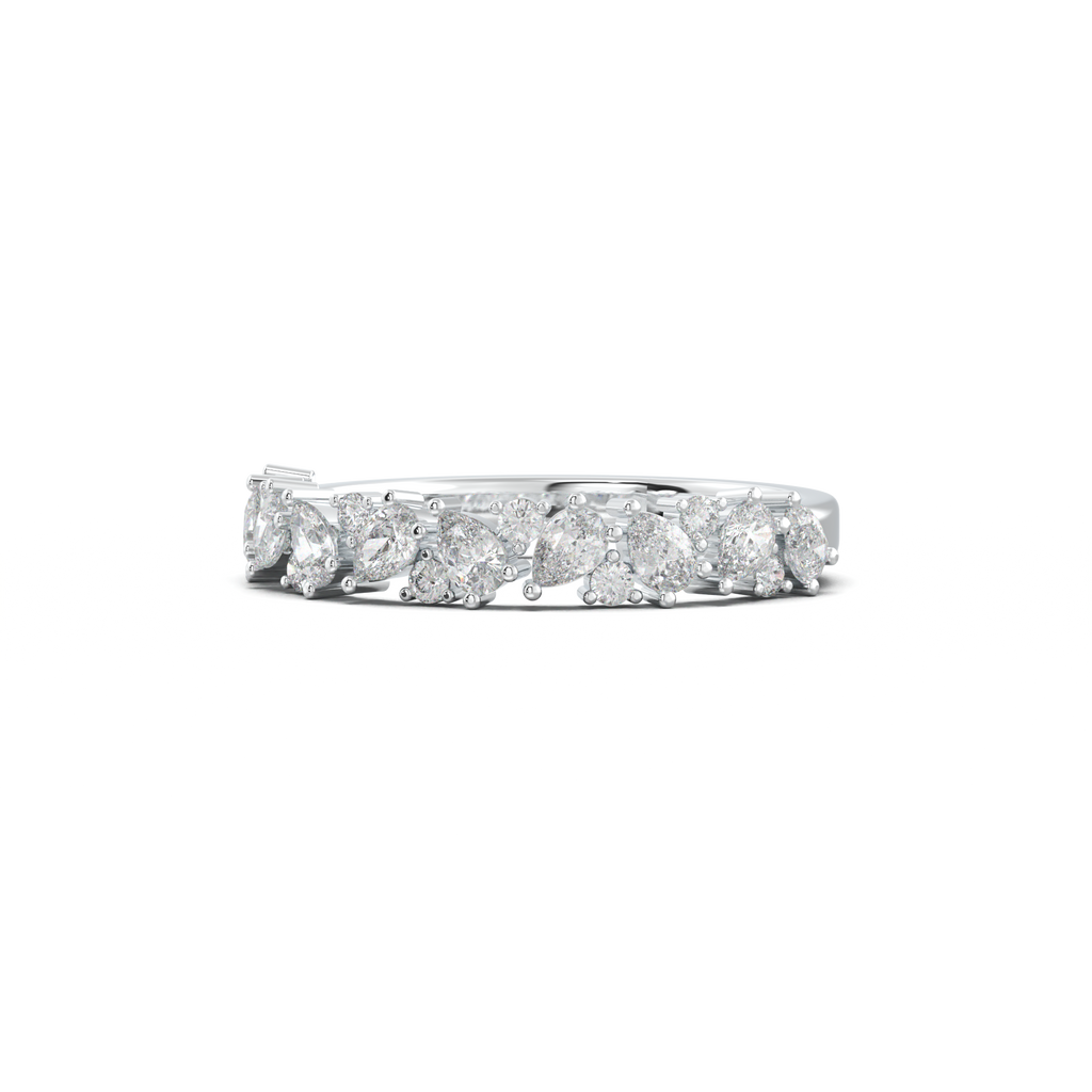 Alternating Pear & Round Half-Eternity Wedding Band