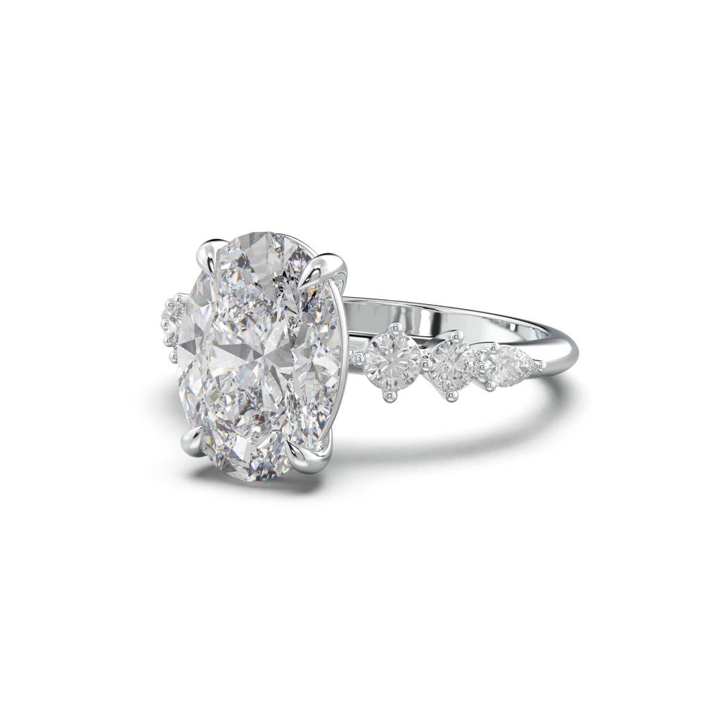 Oval Pear-Accent Engagement Ring