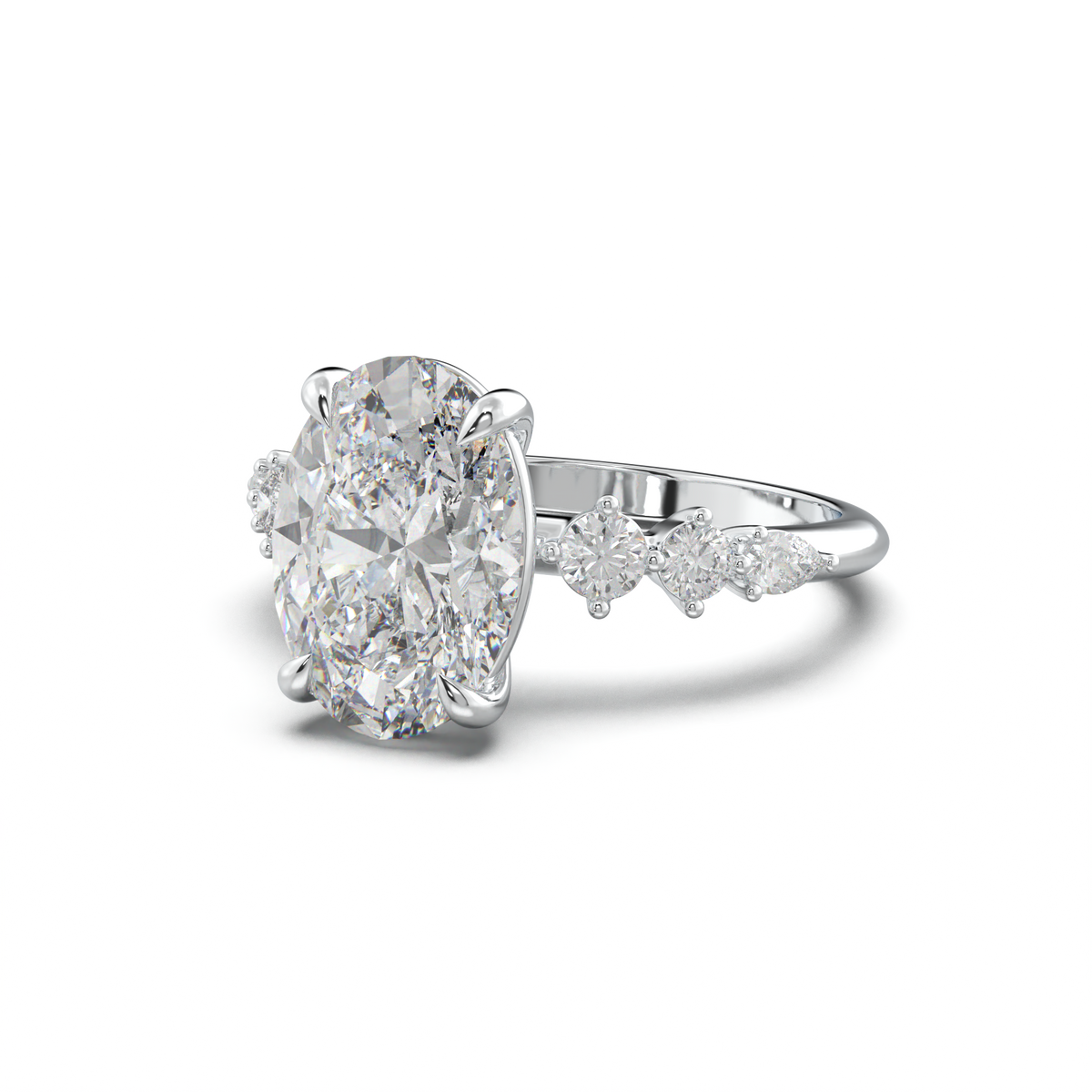 Oval Pear-Accent Engagement Ring