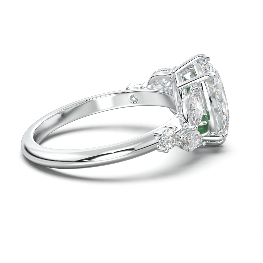 Oval Marquise-Accent Engagement Ring