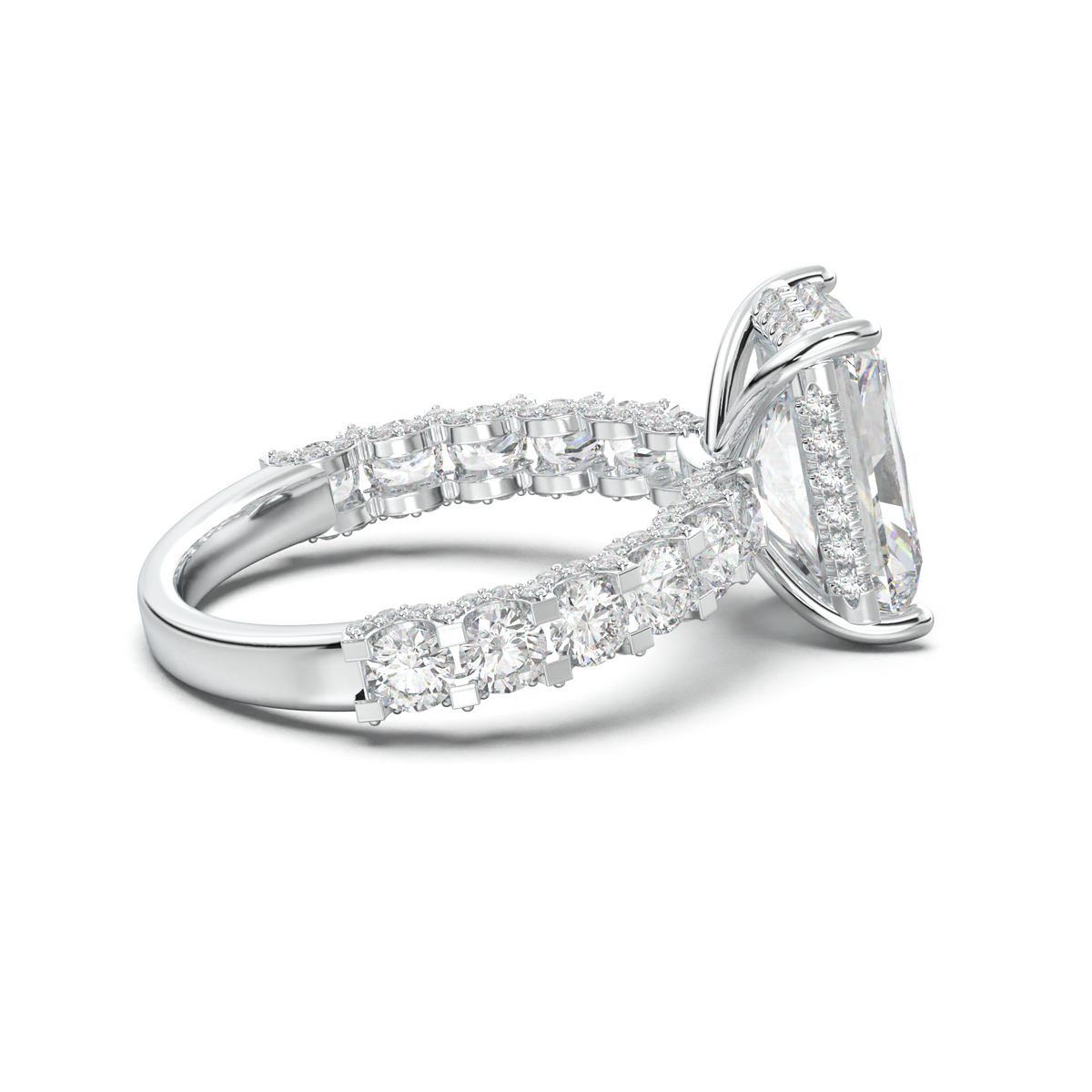Radiant Diamond Band Engagement Ring