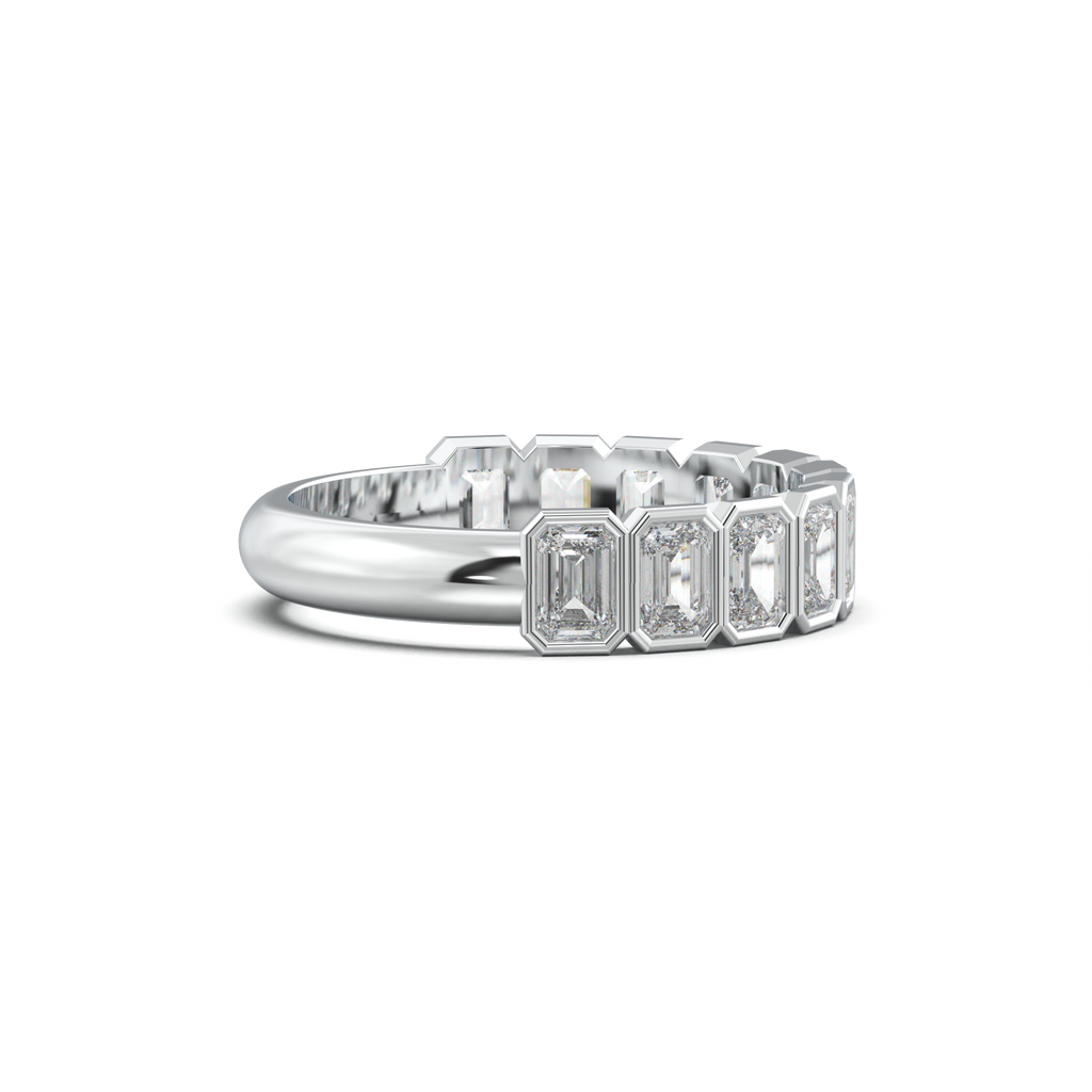 Emerald Bezel Half-Eternity Wedding Band