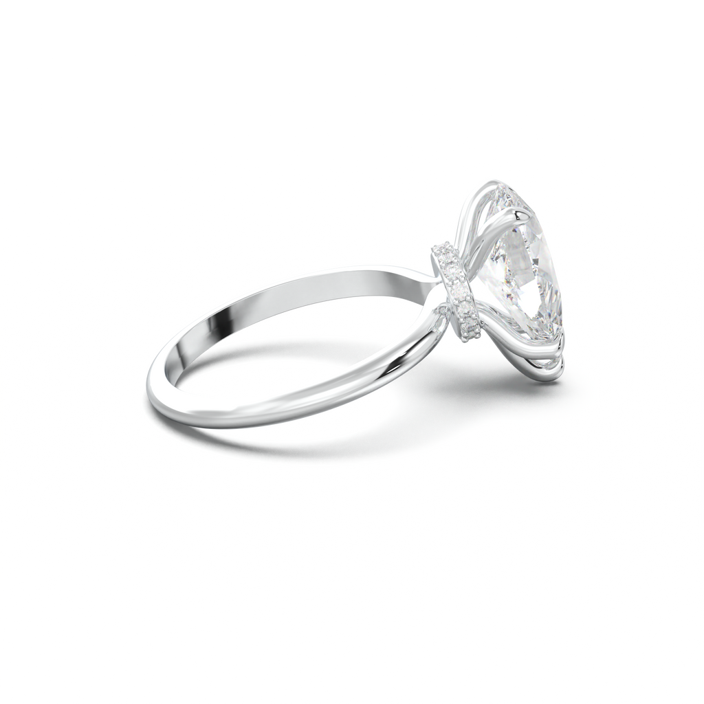 Pear Hidden Halo Engagement Ring