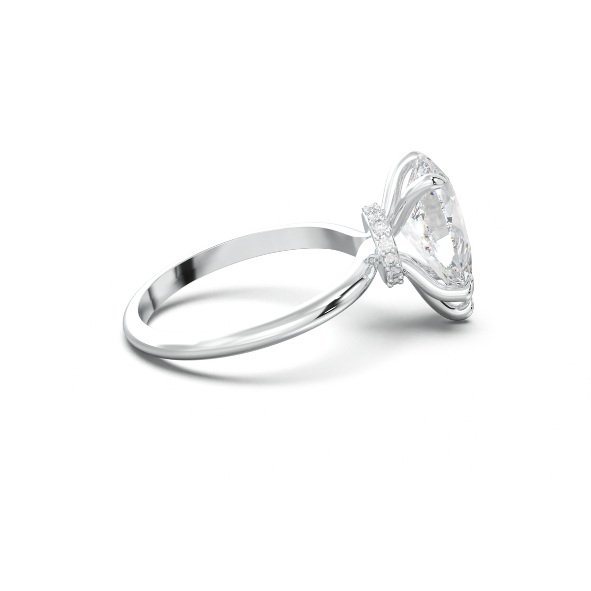 Pear Hidden Halo Engagement Ring
