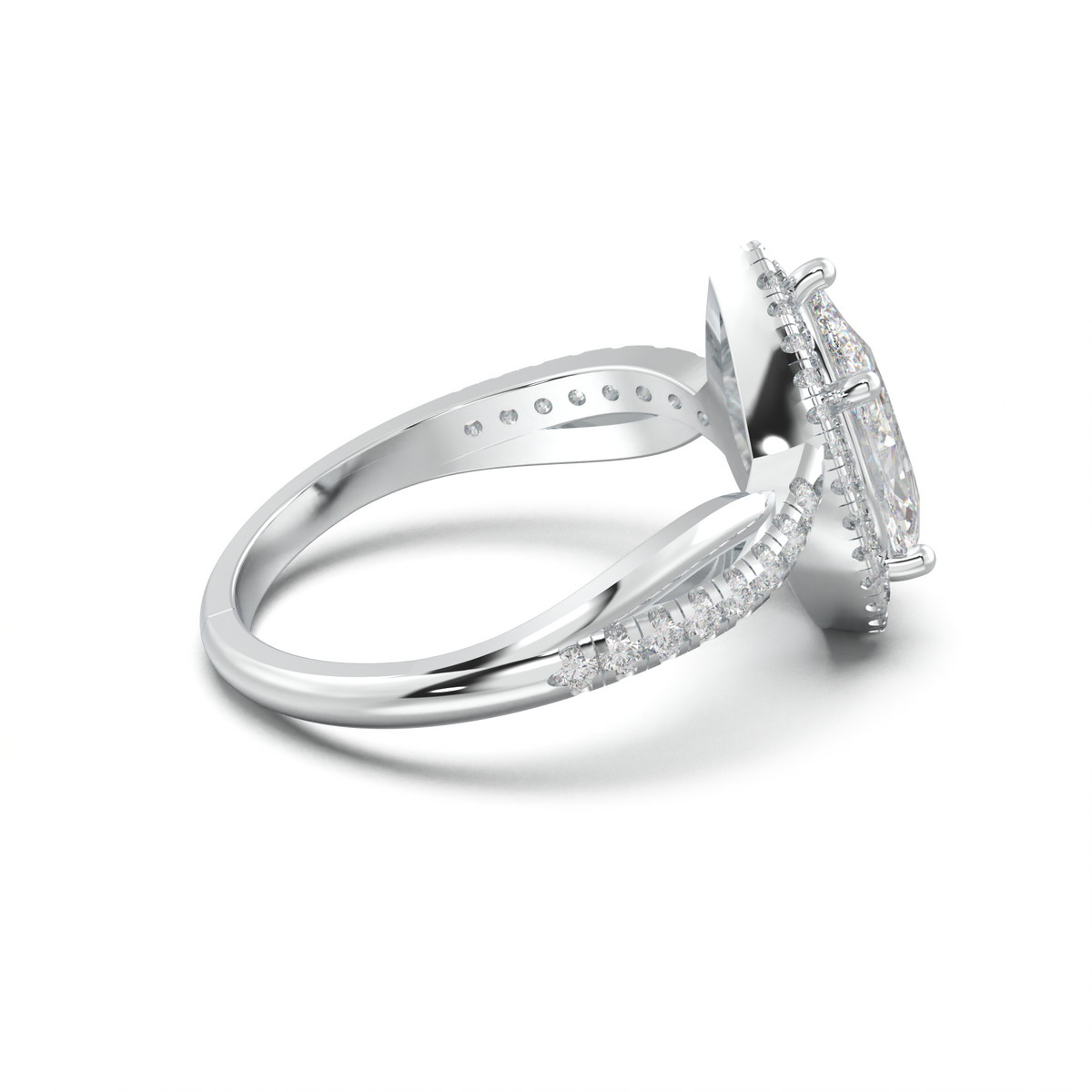 Pear Halo Twisted Pavé Engagement Ring