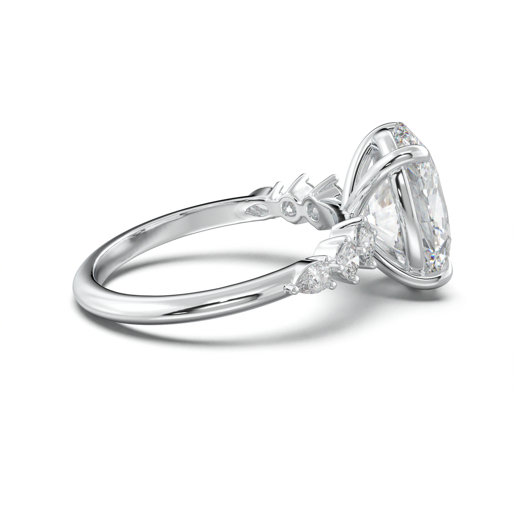 Oval Pear-Accent Engagement Ring
