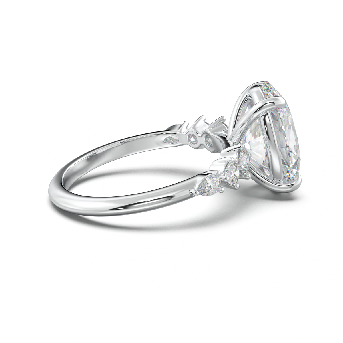Oval Pear-Accent Engagement Ring