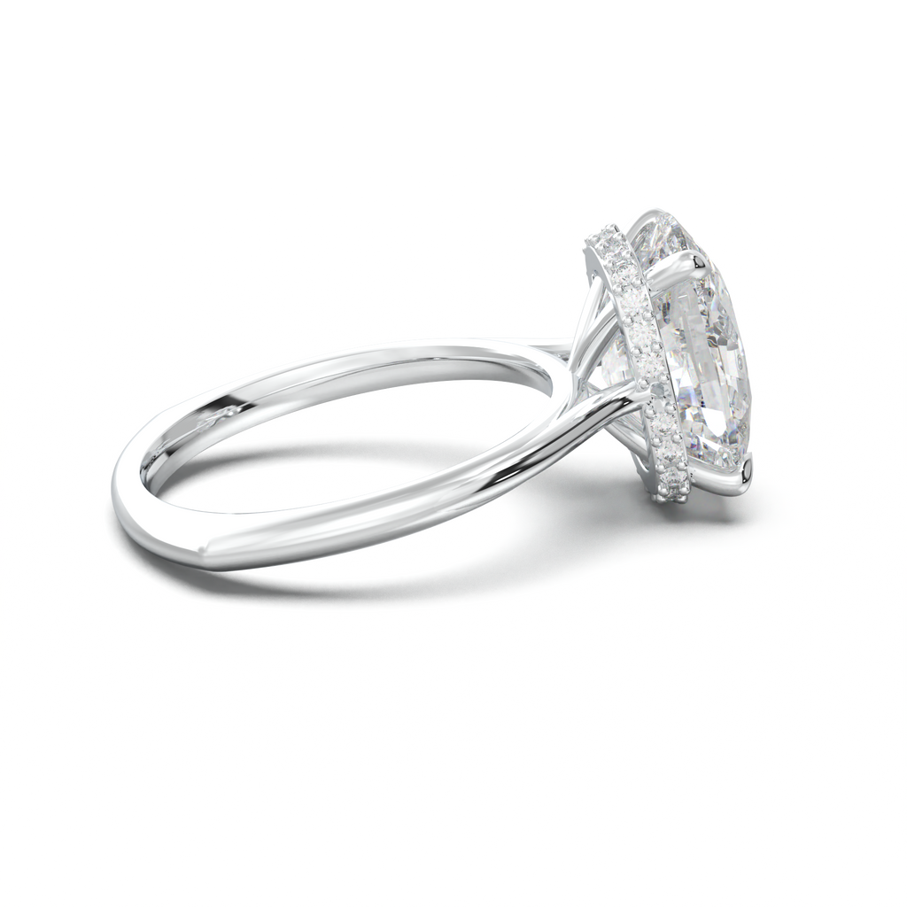 Cushion Hidden Halo Engagement Ring
