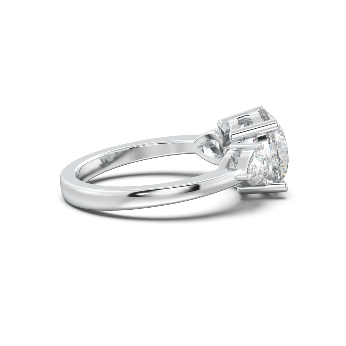Round Pear Three-Stone Engagement Ring