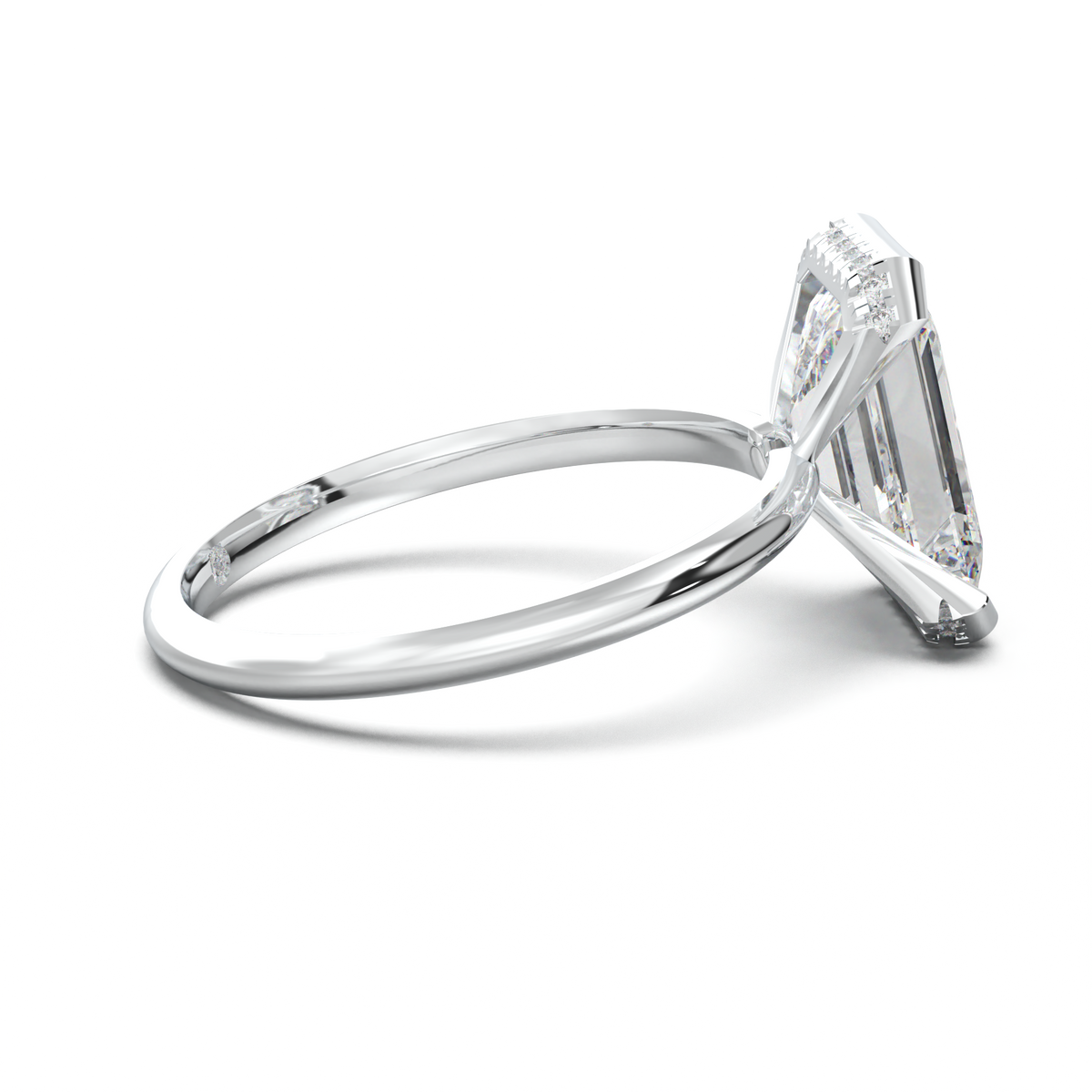Emerald Hidden Halo Engagement Ring