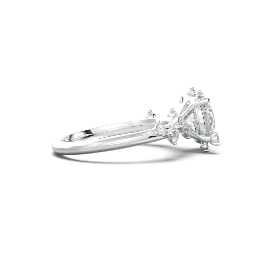 Round Botanical Accent Engagement Ring