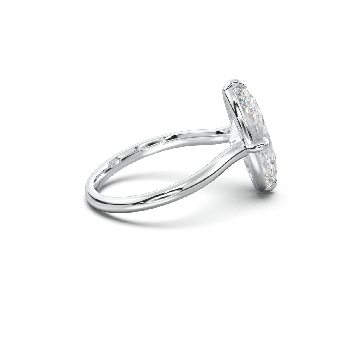 Elongated Moval Solitaire Engagement Ring