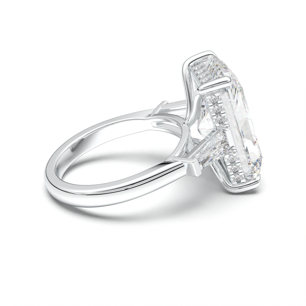 Radiant Baguette Hidden Halo Engagement Ring