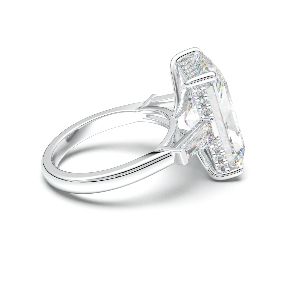 Radiant Baguette Hidden Halo Engagement Ring